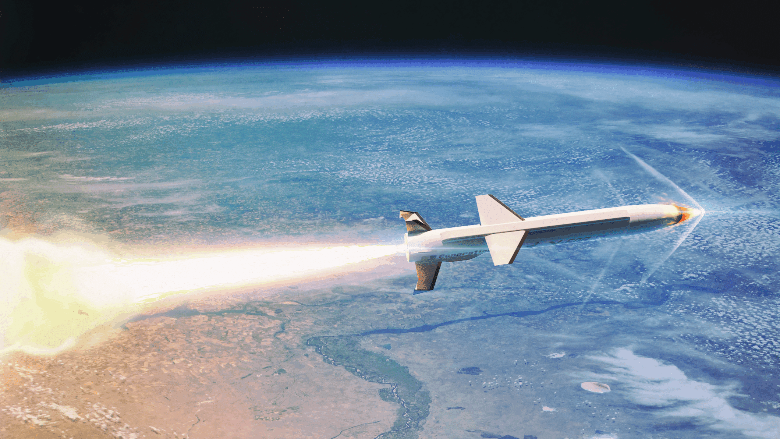 Artist's concept of a hypersonic vehicle in flight