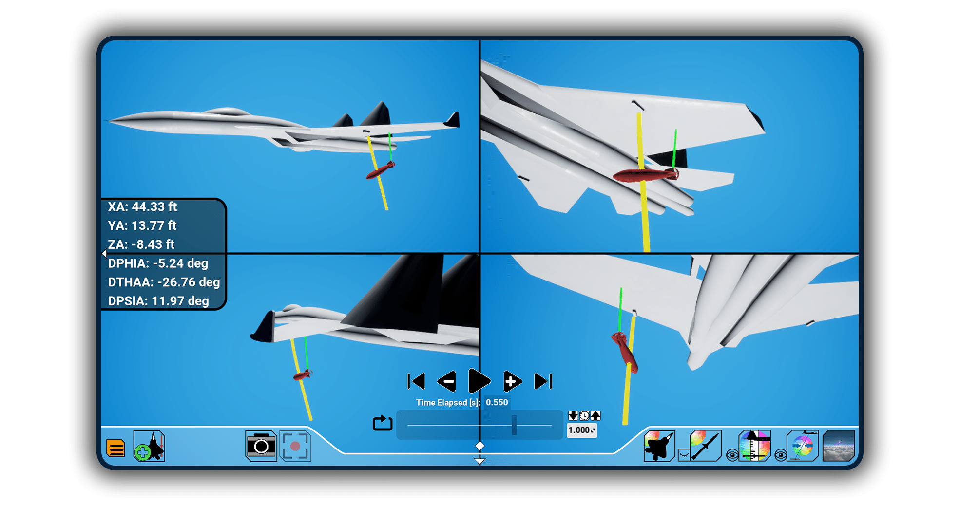 3D aircraft releasing a store in Kingfisher SimViz
