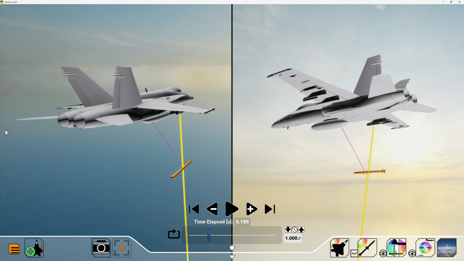 View of aircraft releasing a store as simulated in Kingfisher